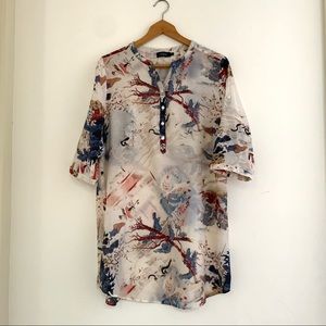 2/$30 LILIBLEU linen and cotton toile print tunic